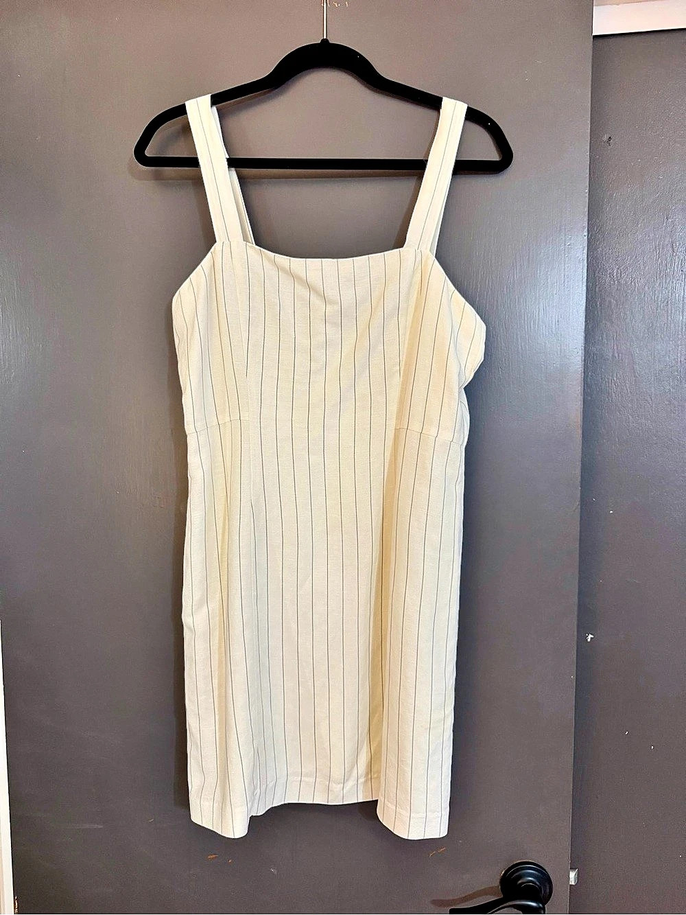 Club Monaco Striped Square Neck Linen Mini Dress White Size 6